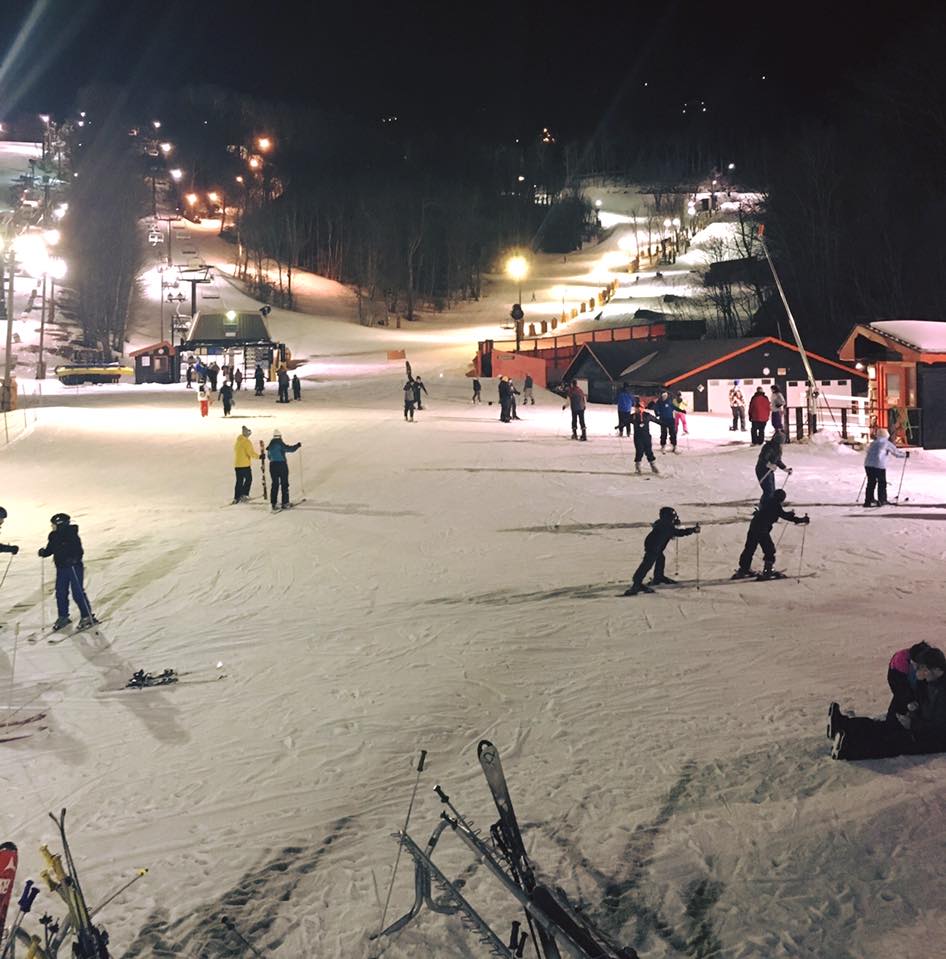 ski slope at night