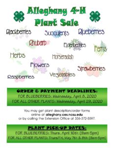 Cover photo for Alleghany 4-H 2020 Spring Plant Sale