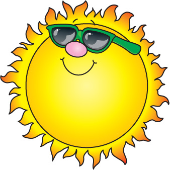 cartoon smiling sun with sunglasses 