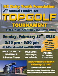 Cover photo for North Carolina Dairy Youth Foundation 2nd Annual TOPGOLF FUNDRAISING TOURNAMENT