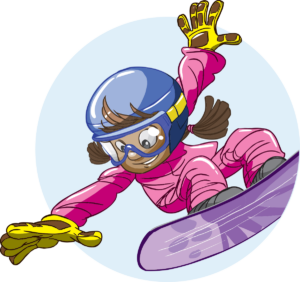 cartoon girl on snowboard