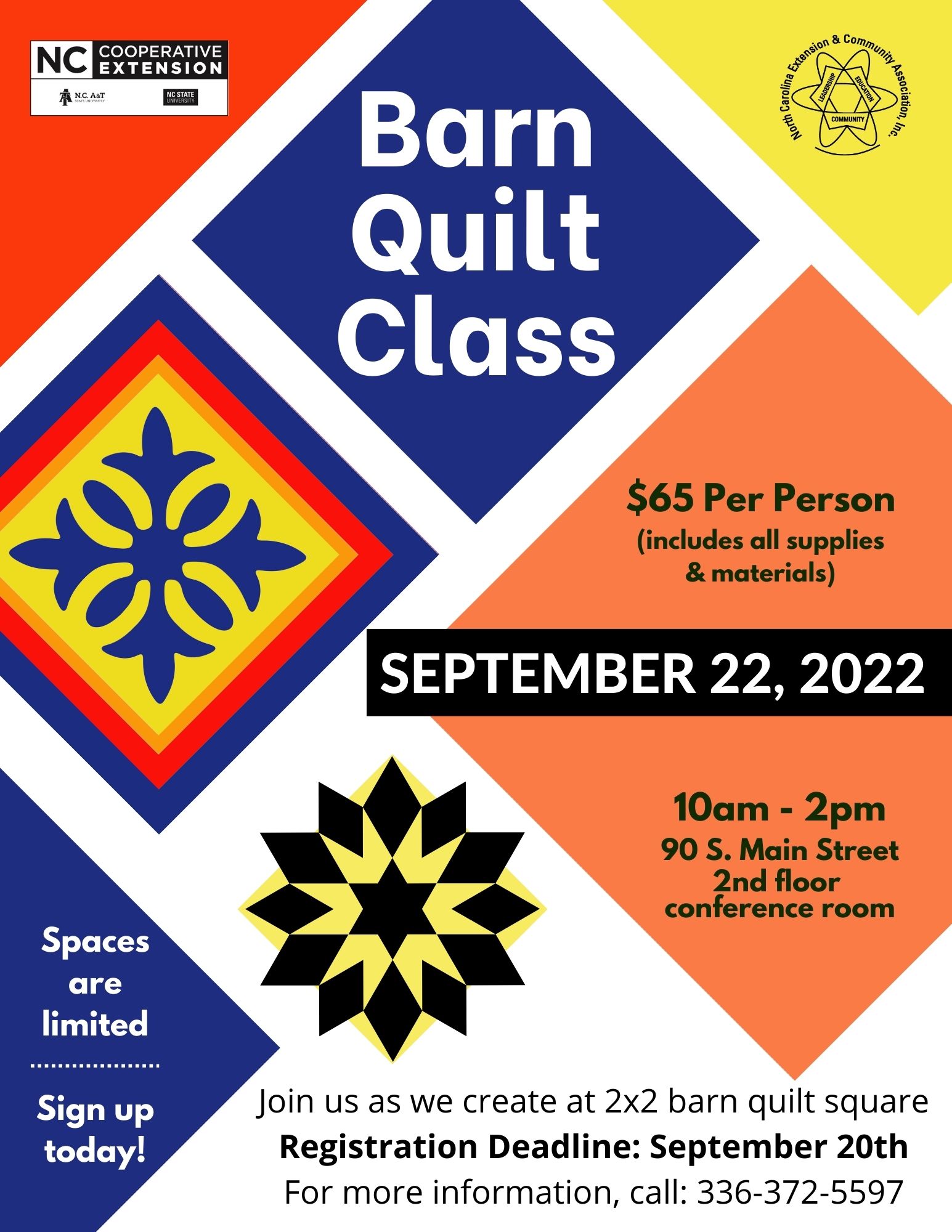 Barn quilt class flyer