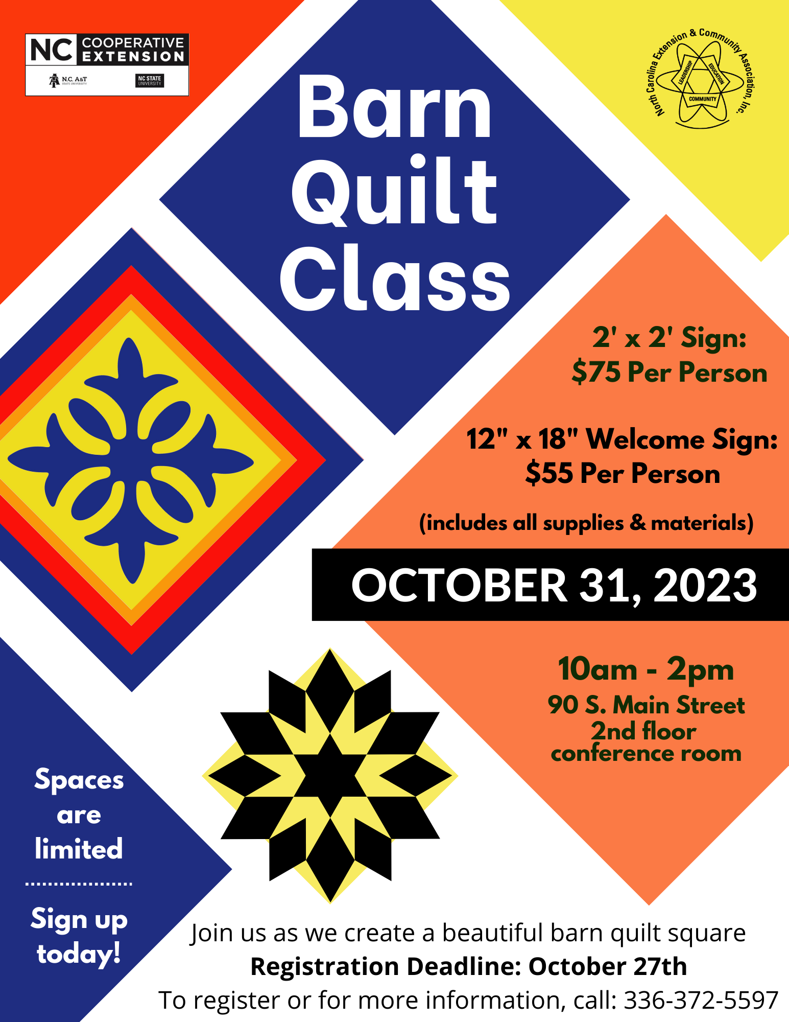 Barn Quilt Class  N.C. Cooperative Extension